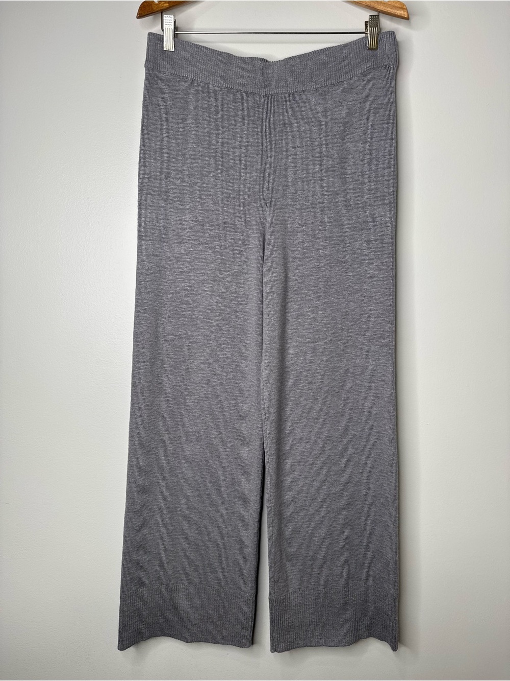 Free People Beach Gray Hailee Knit Sweater Pull-on Lounge Pants Wide Leg Large